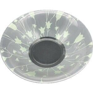 VTG Frosted Glass GREEN Bellflower Serving Bowl Made In France 10.5”